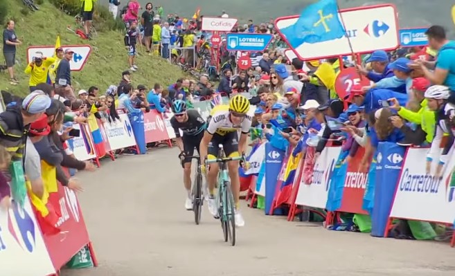 Uphill finish in the Vuelta (via YouTube)